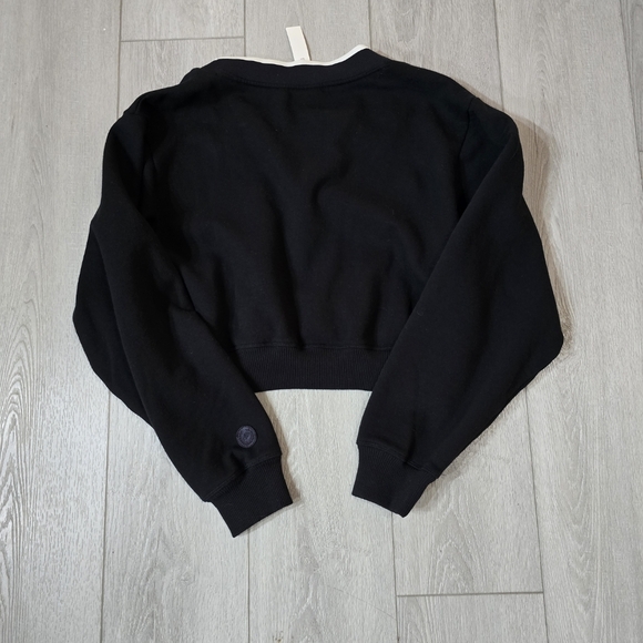 VS Pink Black V-Neck Cropped Sweatshirt Size Small - Picture 5 of 6